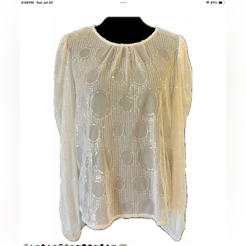 Eva Franco Sequin White Blouse